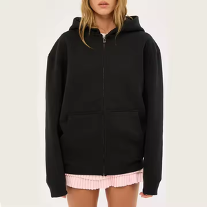 Nouveau sweat à capuche femme personnalisé automne/hiver manteau recadrée confort fermeture éclair à capuche imprimé goutte épaule blanc lavé sweat à capuche décontracté - Product Image 3