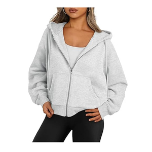 Classique Simple couleur unie femmes à capuche Style décontracté avec fermeture éclair pour automne hiver prix pas cher taux de gros OEM personnalisé - Product Image 5