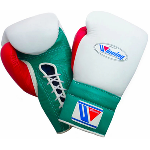 Gants de boxe à lacets Winning, blanc, vert, rouge, cuir véritable, gants d'entraînement professionnels pour la boxe, 8oz, 10oz, 12oz, 14oz, 16oz - Product Image 1