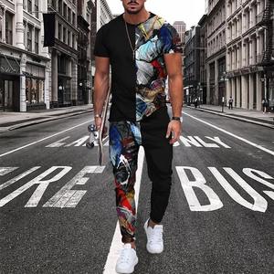 T-shirt homme pantalon long survêtement styles ethniques impression 3D t-shirts ensembles de pantalons 2 pièces streetwear surdimensionnés vêtements de sport - Product Image 3