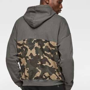 Sweat à capuche réversible pour homme 2025, tissage inversé, camouflage, contraste, molleton de coton, pull-over vierge, couture personnalisée - Product Image 3