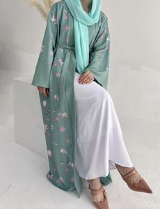 2024 New Floral <b>Print</b> Plus Size Breathable Cardigan for Women Ramadan Muslim Kaftan Open Front Abaya Eid Robe - Product Image 4