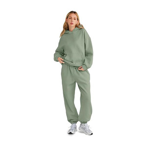 Unisex Custom Sweat Suit Tracksuit Set Winter Streetwear Printed Fleece Jogger Pants Hooded <b>Elastic</b> Waist - Product Image 4