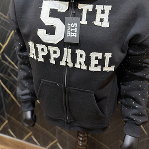 Custom Logo Fleeced Cotton Zip Up Heavyweight Distressed Hoodie Custom Streetwear <b>Washed</b> Zipper Hoodies For <b>Boys</b> - Product Image 5