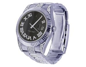 VVS Moissanite นาฬิกาฮิปฮอปทำจากสเตนเลสสตีลหน้าปัดโรมันประดับเพชรหรูหราทันสมัยออกแบบได้ตามต้องการจากอินเดีย - Product Image 1