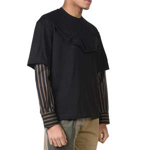 Streetwear Loose <b>Men</b> Cotton Washed Oversized Print High Quality Double Layer <b>Long</b> <b>Sleeve</b> <b>T</b> <b>Shirts</b> For <b>Men</b> - Product Image 2