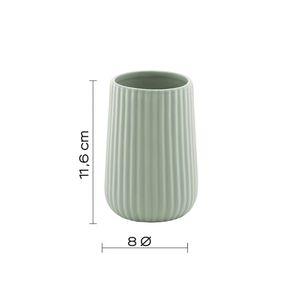 Portaspazzolino autoportante serie Afrodite in ceramica plissettata verde salvia porta scopino bagno da 1 confezione - Product Image 2