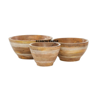 Ensemble de trois bol à chocolat en bois fini naturel bol sucré fait à la main meilleure vente en gros bol à chocolat en bois - Product Image 1