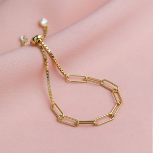 Pulsera de Plata de Ley 925 Chapada en Oro, Diseño Elegante de Clip de Papel con Forma de Cadena de Cubos, Hecha a Mano en Turquía, para Regalo o Fiesta - Product Image 4