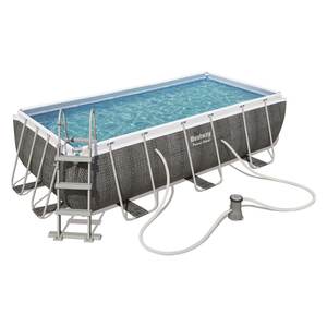 Piscine Bestway avec Pompe Filtrante (404x201x100cm) pour 3-4 Personnes POWER STEEL Gris 56721 pour Petites Réunions Sociales - Product Image 1