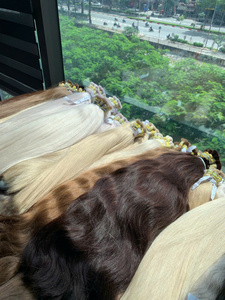 Cabello humano de calidad de lujo al por mayor, color chocolate, 28 pulgadas, súper doblemente tramado, cabello virgen vietnamita liso, Nasa Hair RTS - Product Image 4