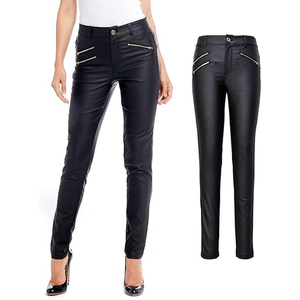 Leggings pour femmes en faux cuir personnalisés, jeggings extensibles avec poches, fabricant de tailles régulières et plus, fournisseurs d'usine - Product Image 1