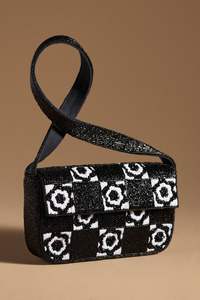 Sacs à bandoulière noirs perlés, motif lune étoile galaxie, sac à main en perles de verre, pochette de soirée pour femme, sac à main de fête, sacoche céleste - Product Image 5