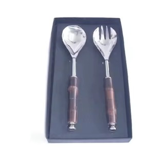 Ensemble de couverts à salade avec poignée en céramique au design unique en acier poli Poignées Décor de cuisine - Product Image 4