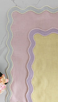 Vente en gros de napperon en lin certifié 100% OEKO-TEX Double tissu bord festonné Design classique motif brodé personnalisé pour la maison