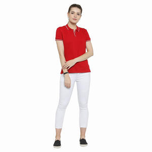 Gran oferta, camiseta Polo para mujer, Color rojo, Media manga de talla grande, 100% de algodón, Polo para mujer adulta para verano - Product Image 4