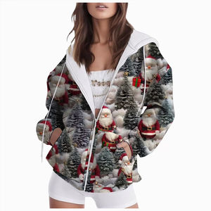 Sublimación Sudadera con capucha Logotipo personalizado Deportes Entrenamiento de manga larga con cordón Pullover Athletic Mujer Zip up Algodón - Product Image 1