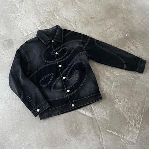 Conjunto de Chaqueta Vaquera con Capucha y Pantalones Deportivos para Hombre, OEM, Lavado Personalizado, Tejido Grueso, 100% Algodón, Traje Deportivo de Dos Piezas - Product Image 3