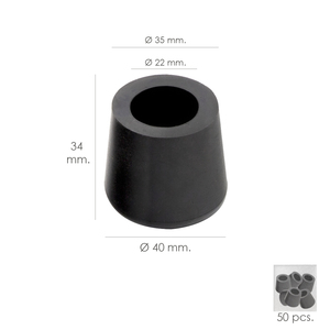 Bastoncini da Passeggio in Gomma Nera O/22mm con Rondella Interna, Confezione da 50 Unità - Product Image 1