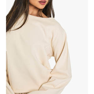 Sudadera de Felpa de Algodón para Mujer, con Logotipo Personalizado, Hombros Caídos, Estilo Urbano, Sudadera con Capucha Antiarrugas, Talla Grande - Product Image 6