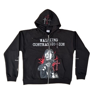 Sudadera con capucha para mujer de marca personalizada, con cremallera, alas de diamantes de imitación bordadas, forro polar, ropa casual de invierno, manga larga - Product Image 3