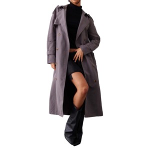 Gabardina femenina elegante de alta calidad, chaquetas de moda de manga larga para mujer para niñas, recién llegado, algodón de cuero largo para mujer - Product Image 5