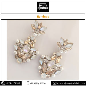 แฮนด์เมดปักดอกไม้รูปต่างหูสําหรับสตรีและเด็กผู้หญิงโอปอลและคริสตัลท็อปาสเจ้าสาวชุดราตรี Drop ต่างหู - Product Image 3