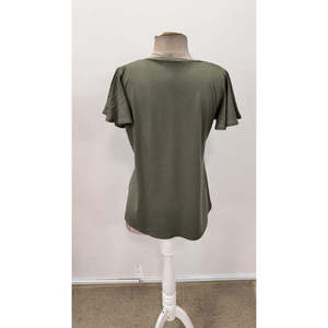 Chemisier en viscose à manches courtes et col en V pour femme, 31379 - Vert - Product Image 6
