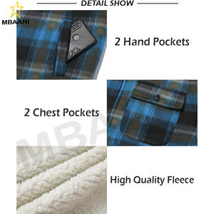 In Multi Colors Plaid <b>Sherpa</b> <b>Lined</b> Shacket With a Hood For Men. - Product Image 4