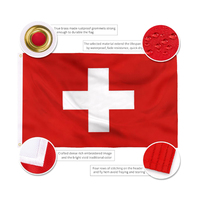 Drapeau Suisse 3x5 pieds en polyester durable, rouge avec croix blanche, pour événements sportifs et promotionnels en extérieur, avec mât en aluminium, style à suspendre
