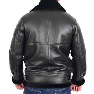 Chaqueta de Aviador de Cuero Vacuno Genuino para Hombre, Personalizable, Corte Holgado, Transpirable, Cuello Alto, Logotipo Frontal, a la Moda - Product Image 5