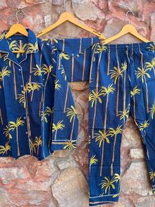 Conjunto de pijama de algodón ultrasuave para mujer, vestido de noche de bloque Floral, tela tejida de lujo, Camisa lisa, pantalones, combinación de ropa de dormir informal - Product Image 2