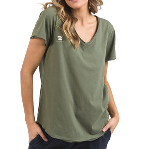 Femmes ourlet incurvé t-shirts de haute qualité décontracté Streetwear à manches courtes t-shirt dames 100% coton col en v profond t-shirt filles - Product Image 1