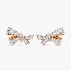 Women's Hoop <b>Earrings</b> in 10k Yellow, Rose, White Gold Moissanite Round Cut Diamond Trendy Jewelry IGI Certified Silver Plated - Product Image 3