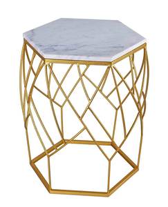 Table console moderne en marbre blanc et or, élégante et contemporaine, pour entrée et salon - Product Image 3