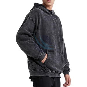 Sweats à capuche délavés à l'acide pour hommes pull-over vintage sweat-shirt surdimensionné Streetwear style polaire tenue décontracté vêtements de mode d'hiver - Product Image 3