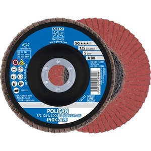 Disco de Láminas Cónico POLIFAN A-COOL SG INOX+ALU, 125 mm, Grano 80, Corindón Estándar, PFERD - Paquete de 10 - Product Image 1