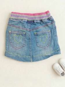 Conjunto de Falda y Top de Tirantes Acanalado Estilo Denim Lavado para Niños con Lazo, Unisex, Ropa Casual de Verano para Niños, Color Sólido - Product Image 4