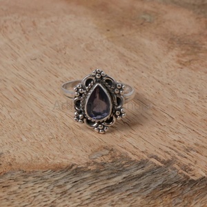 Excelente diseño, anillos Larimar de Topacio Azul, joyería de piedras preciosas de Plata de Ley 925, conjunto de bisel de fiesta de boda de lujo indio - Product Image 3