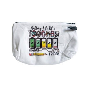 Teacher Appreciation Cosmetic Bag Zipper <b>Makeup</b> Pouch Stationary Battery Pattern Toiletry <b>Case</b> for Gift and School Use 22x13.5cm - Product Image 1