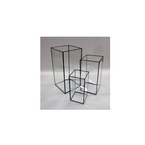 Juego de 3 cajas de acrílico de calidad superior con bordes de metal recubiertos de polvo de color negro para regalos de boda obsequios de la India - Product Image 1