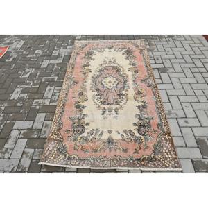 Tapis turc vintage 3,7 x 6,8 pieds, tapis d'intérieur, tapis rayé rouge - Product Image 1