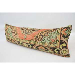 Multicolor Vintage Paisley Patchwork Lana Kantha Almohada 16x48 Pulgadas Técnica Tejida - Product Image 4