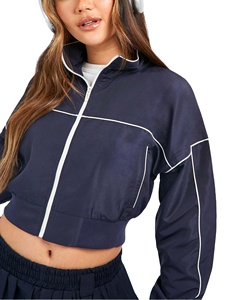 <b>Top</b> Quality <b>Patchwork</b> Color Nylon Windbreaker Jacket Women's Plus Size Color Block Custom Piping Mesh Lining Women Crop Jackets - Product Image 3