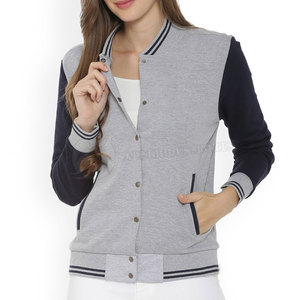 Wholesale Women Sportswear Lettermen <b>Jackets</b> Winter Solid Cotton Silk <b>Lining</b> Customized Logo Printed Hip Hop Style - Product Image 1