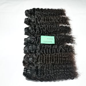 Extensions de cheveux humains de Temple indien brut pour les femmes Double trame naturelle bouclée lâche vague profonde noir non traité vague de corps droite - Product Image 2