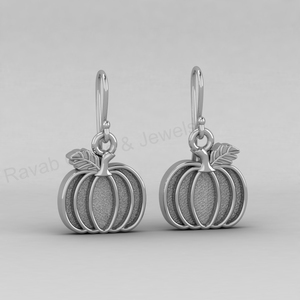 Boucles d'oreilles pendantes en argent 925 et or 18 carats, 13x14 mm, motif feuille de citrouille miniature, sertie de résine, pour cendres, bricolage, souvenir, bijoux d'Halloween - Product Image 5