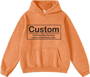 Sudadera con capucha con estampado DTG personalizado para mujer 400GSM Heavyweight 100% algodón Sun Faded Vintage Acid Wash Streetwear Pullover Hoodie - Product Image 1