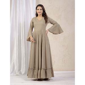 Robe longue en coton imprimé style parapluie, vêtements indiens et pakistanais - Product Image 3