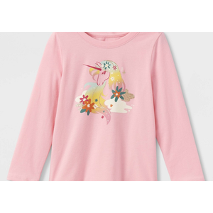 Cat & Jack T-shirt a maniche lunghe con grafica unicorno arcobaleno per bambina, rosa, 5T - Product Image 2